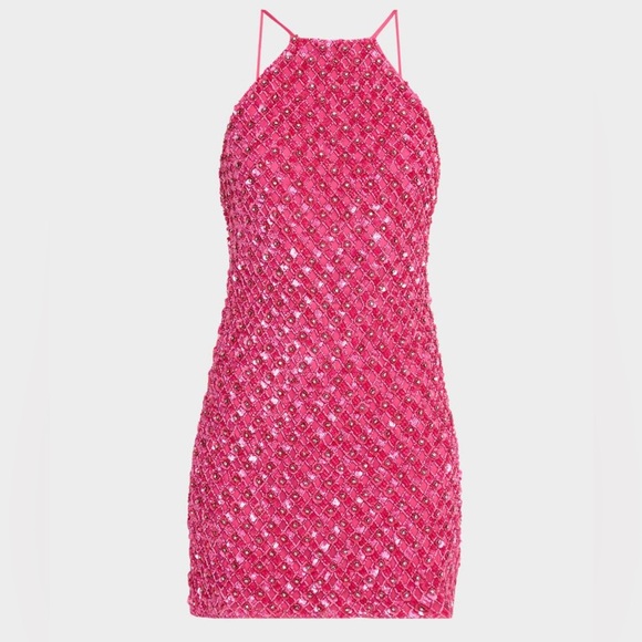 Liv Foster Dresses & Skirts - Liv Foster Women’s Violet Beaded Low-Back Halter Mini Dress Sz 8 NEW